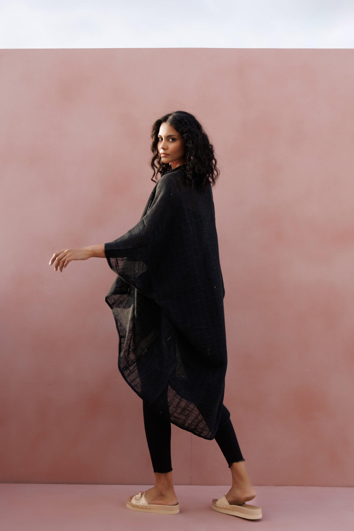 Hemp Cotton Kimono - Black