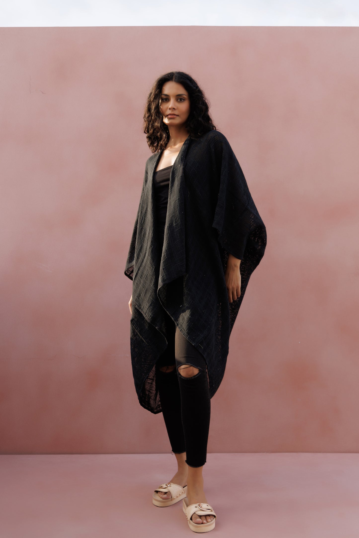 Hemp Cotton Kimono - Black