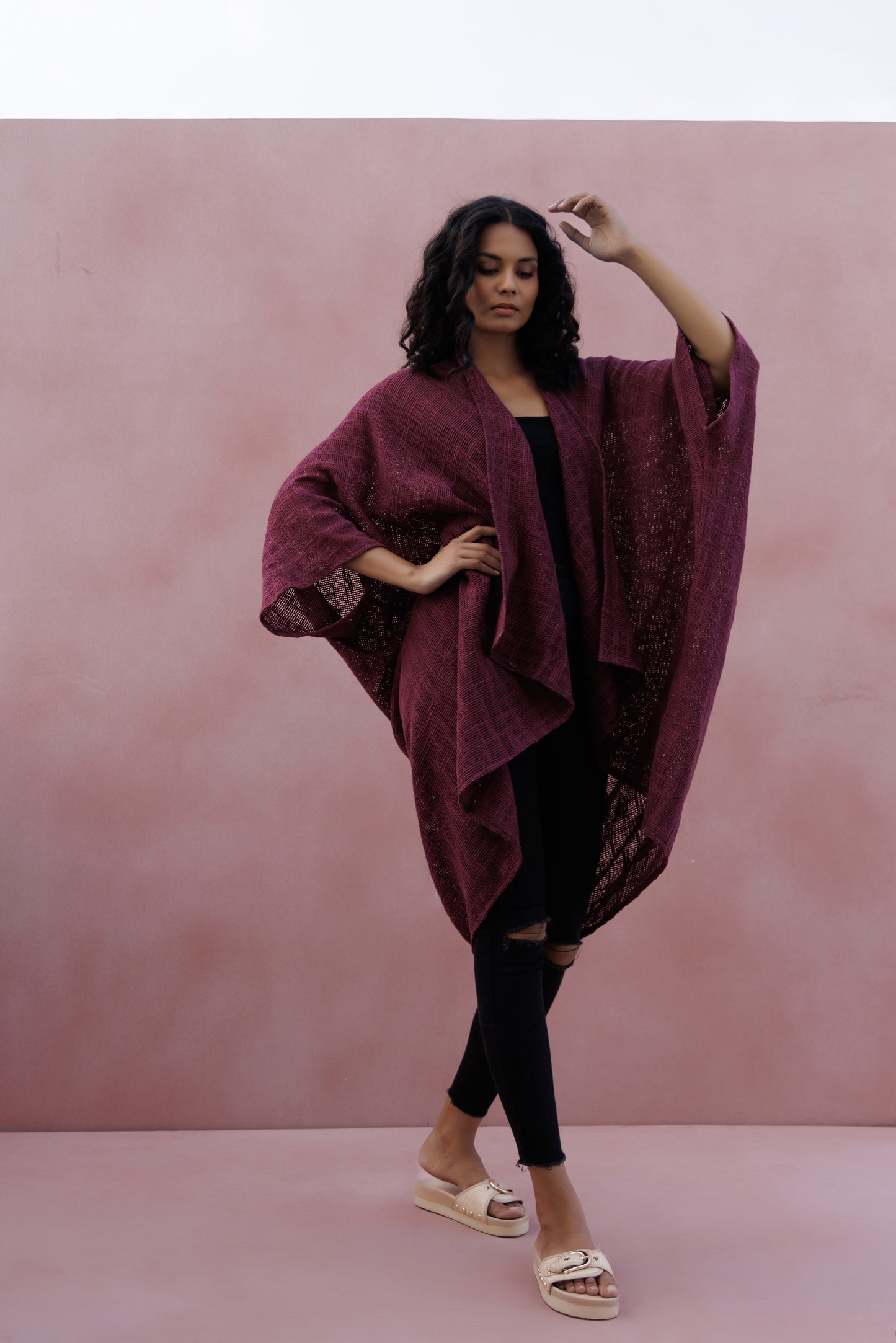 Hemp Cotton Kimono - Plum