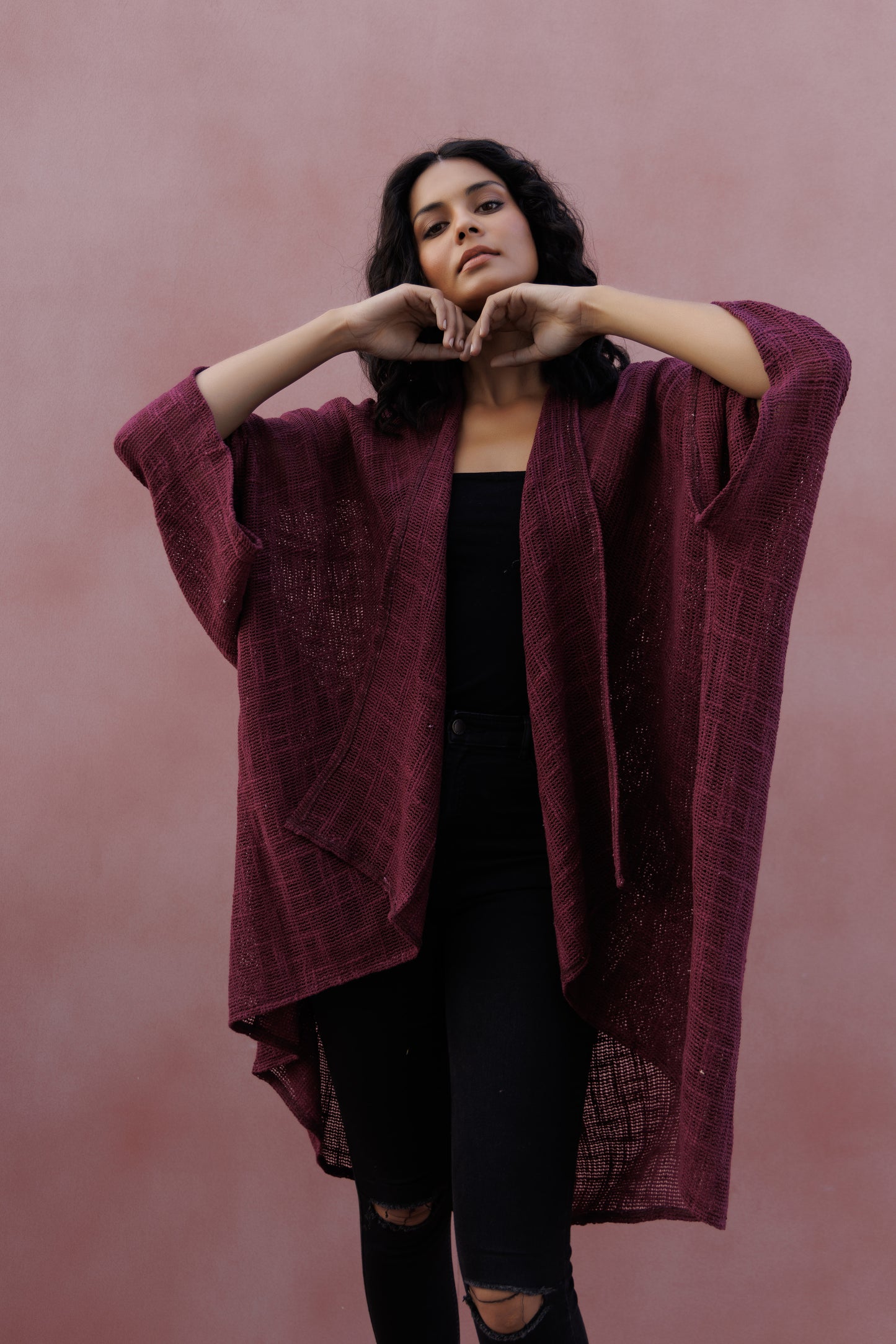 Hemp Cotton Kimono - Plum