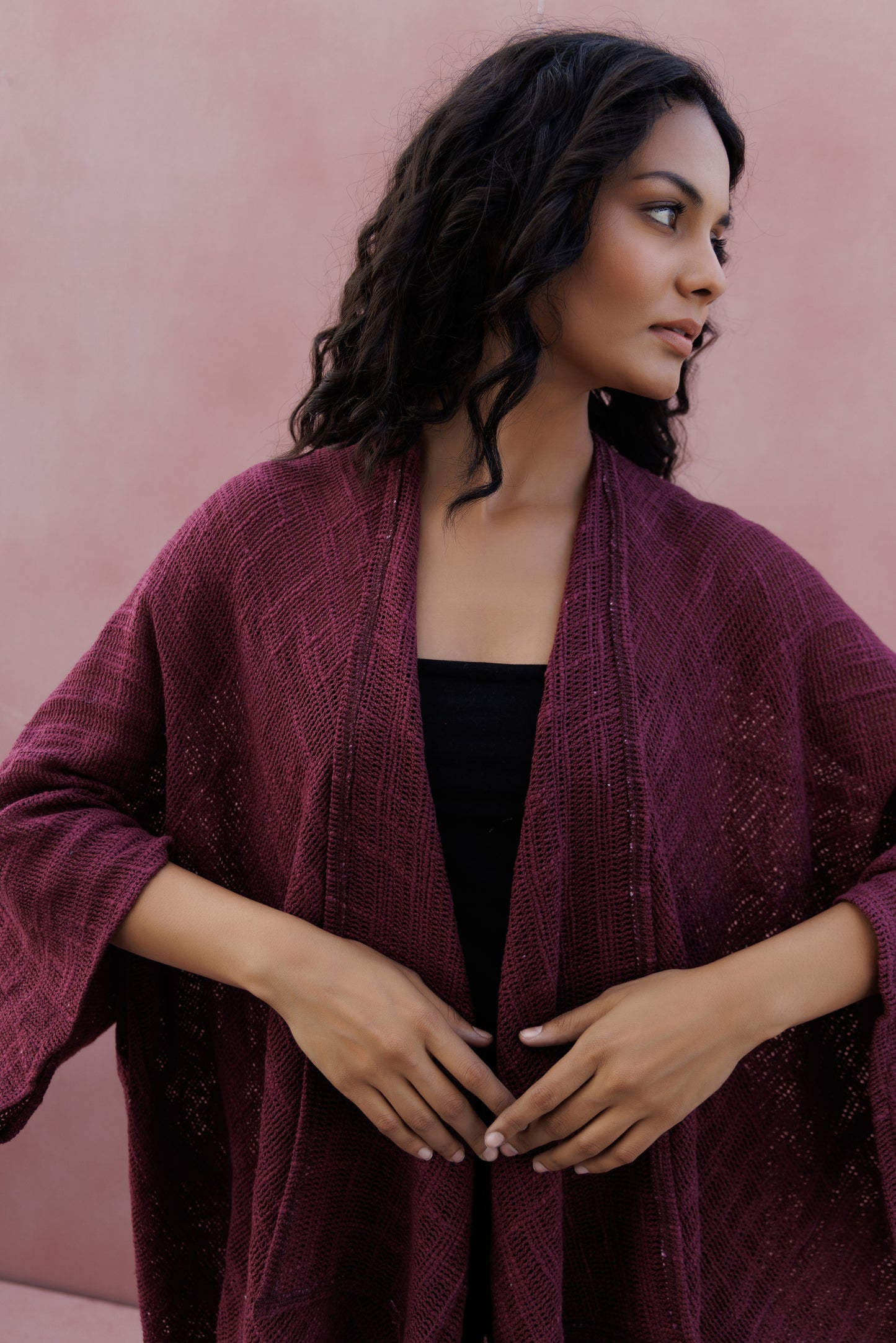 Hemp Cotton Kimono - Plum