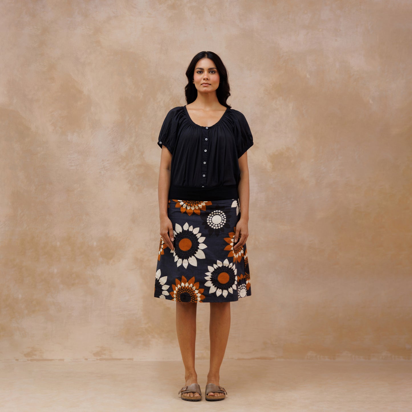 Reversible skirt - Elsie and Sunflowers print