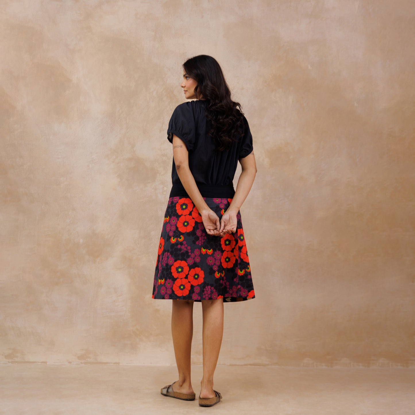 Reversible skirt - Elsie and Sunflowers print