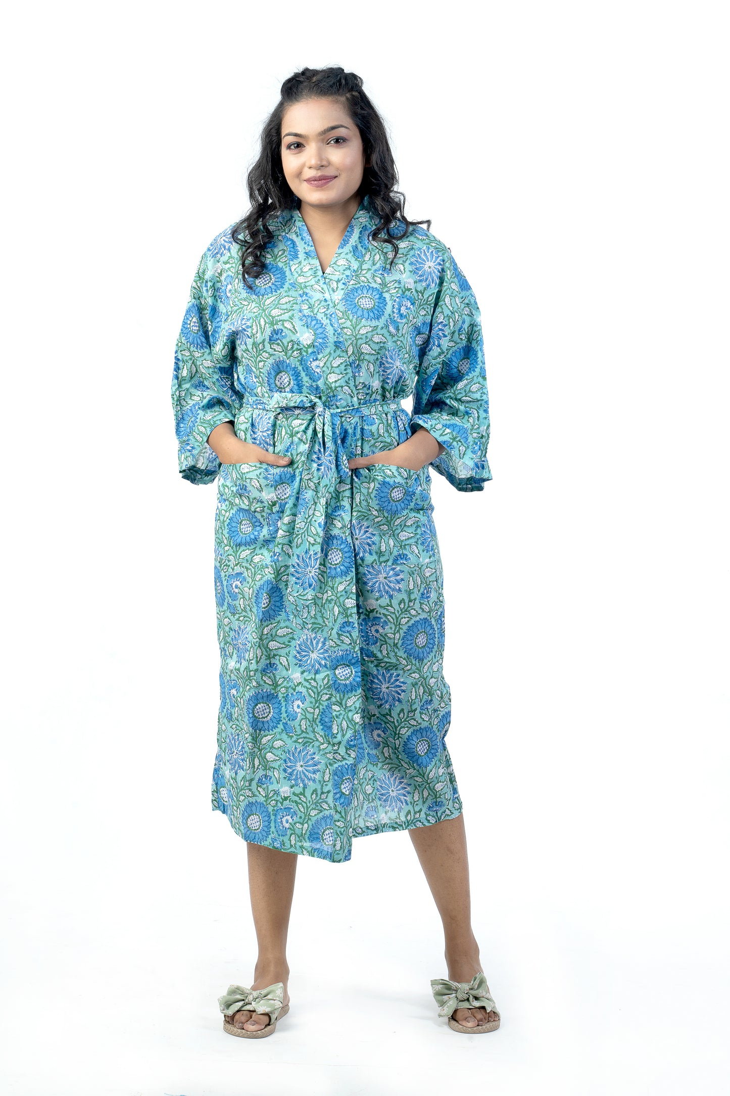 Bathrobe - Teal daisy