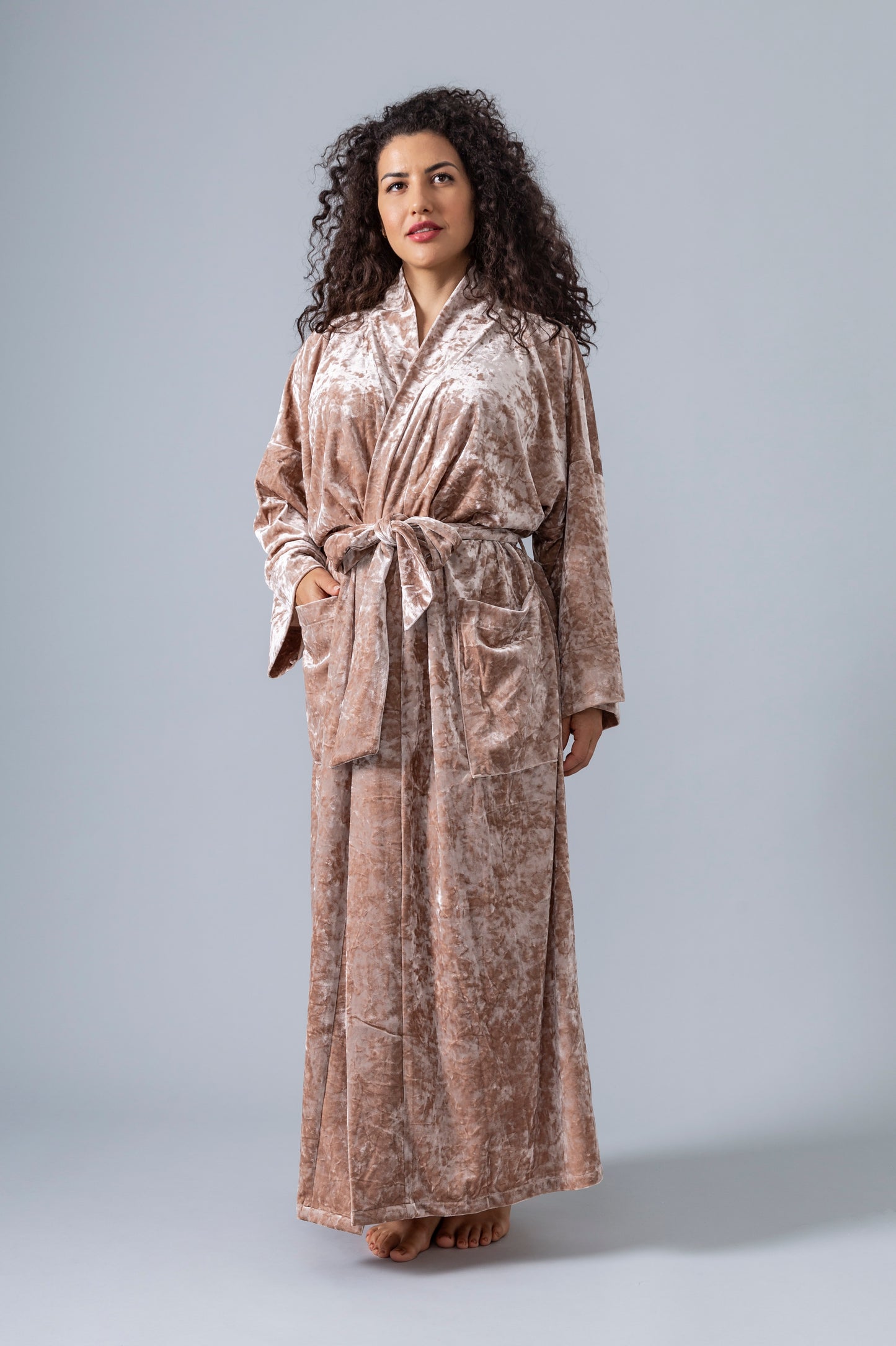 Velvet Kimono Bathrobe - Champagne