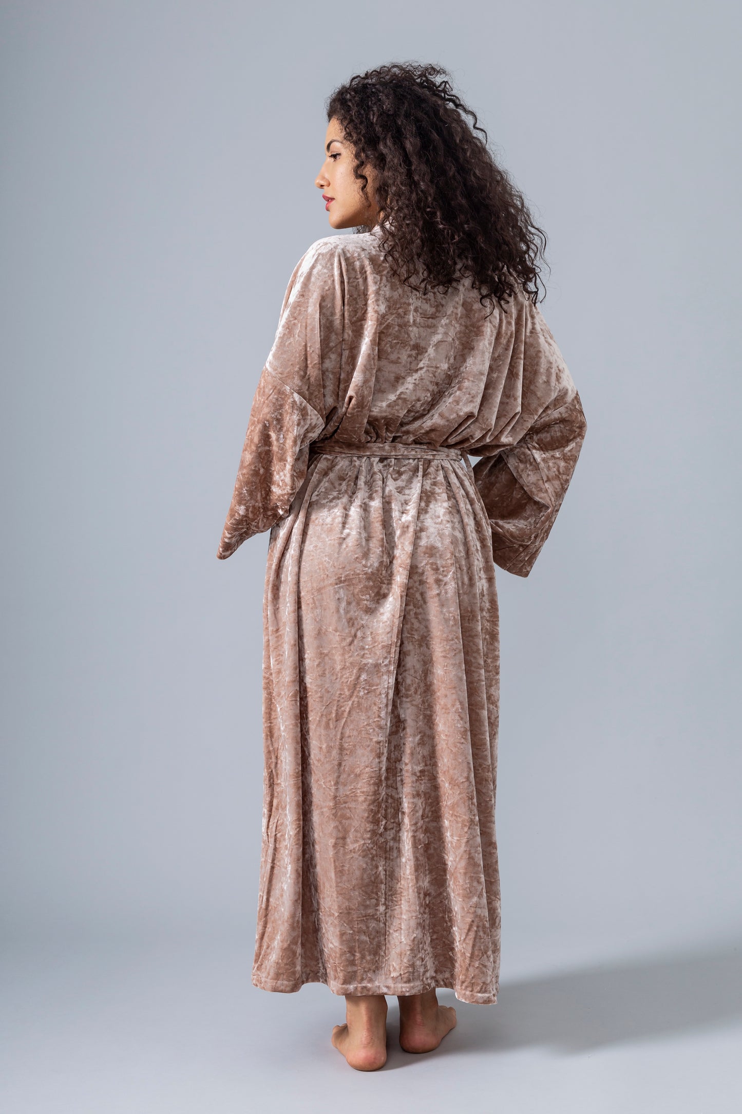 Velvet Kimono Bathrobe - Champagne