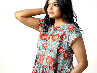 Swing dress - red daisy