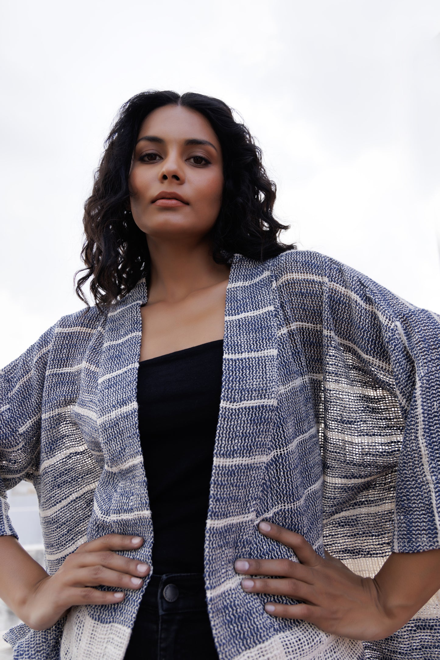 Hemp cardi - Indigo cream