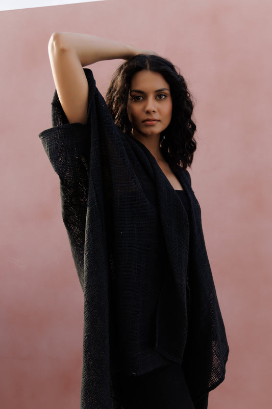 Hemp Cotton Kimono - Black