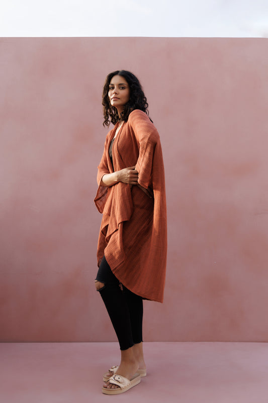 Hemp Cotton Kimono - Clay