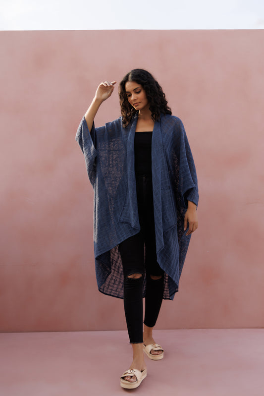 Hemp Cotton Kimono - Indigo