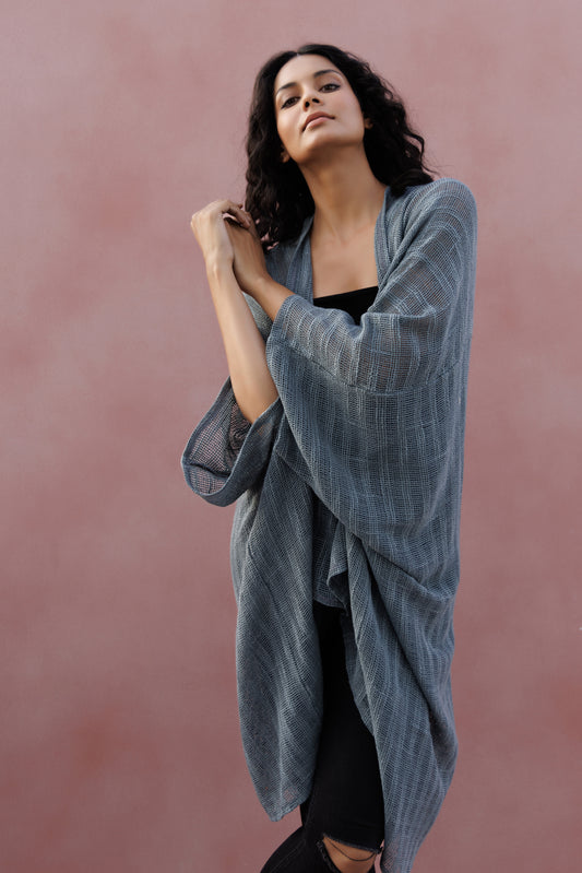 Hemp Cotton Kimono - Sea Green