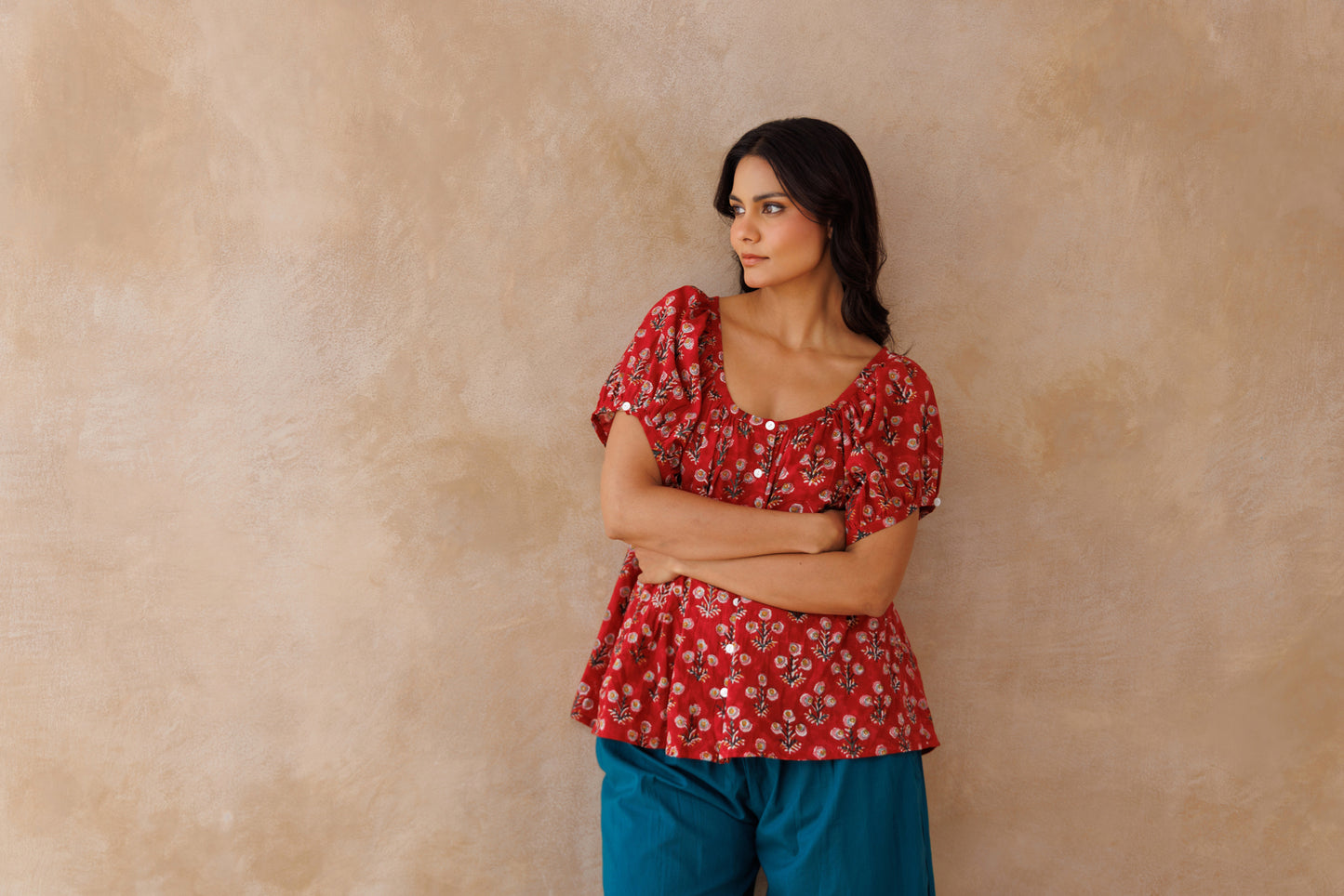 Bella top - Red blossom