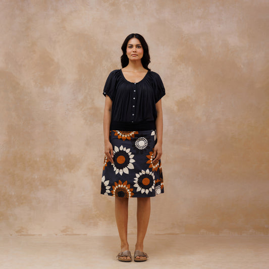 Reversible skirt - Elsie and Sunflowers print