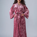 Velvet Kimono Bathrobe - Blush