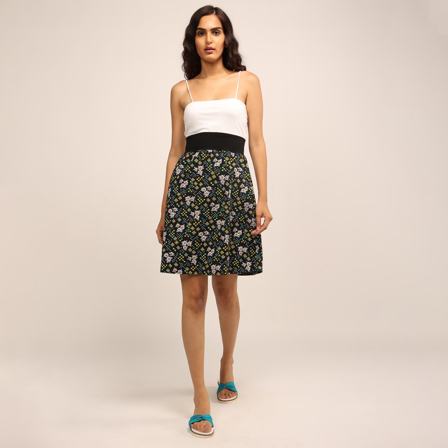 Reversible Skirt - Turquoise Mod & Daisy Lilac