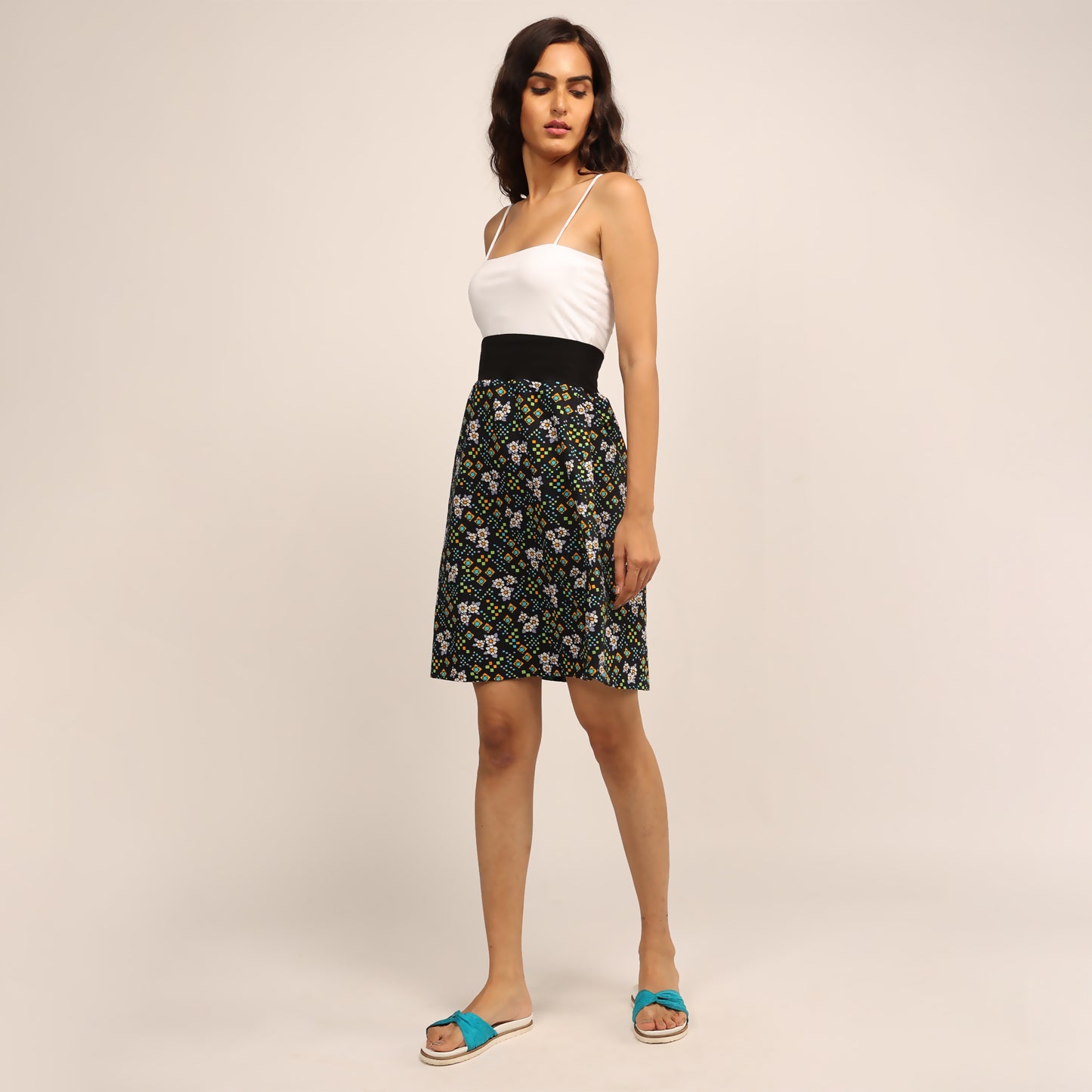 Reversible Skirt - Turquoise Mod & Daisy Lilac