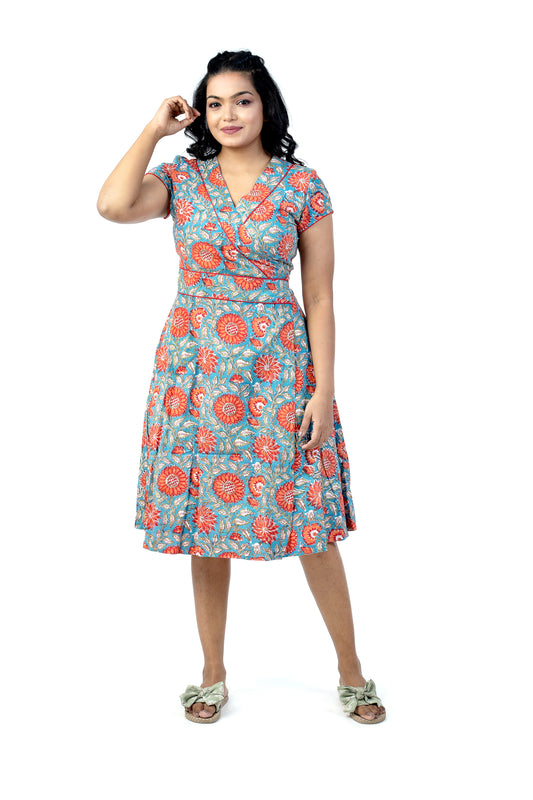 Wrap dress - red daisy