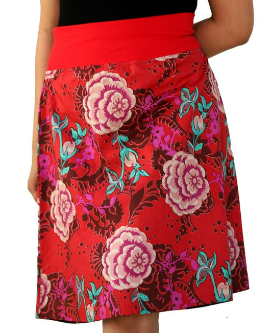 Reversible Skirt - Red Flowers/Cheetah