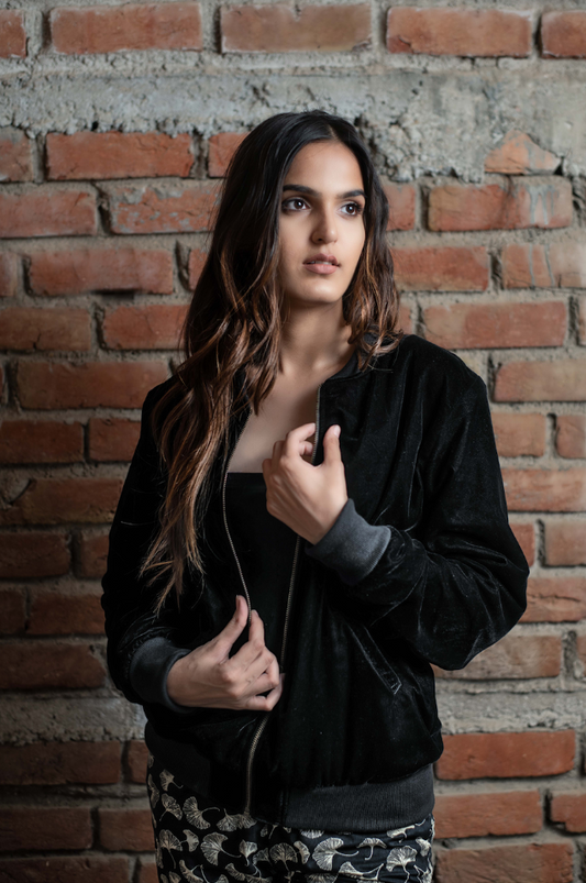 Bomber Jacket Velvet - Black