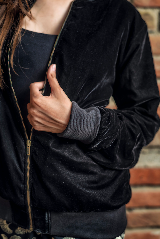 Bomber Jacket Velvet - Black