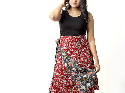 Reversible wrap skirt - Ruby & Ebony